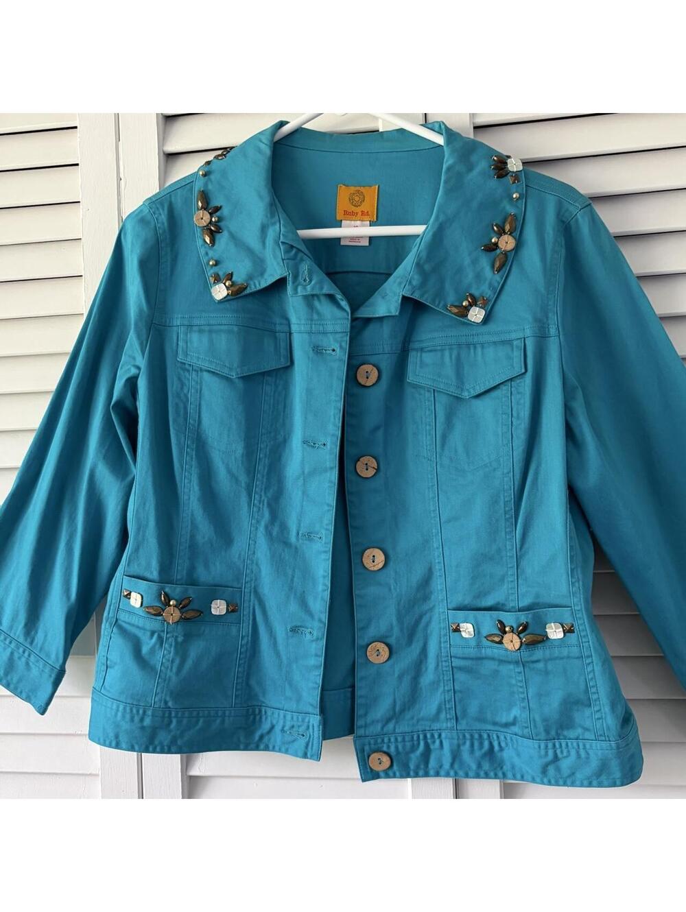 Ruby Rd. Women's Blue Jacket - Picture 2 of 3